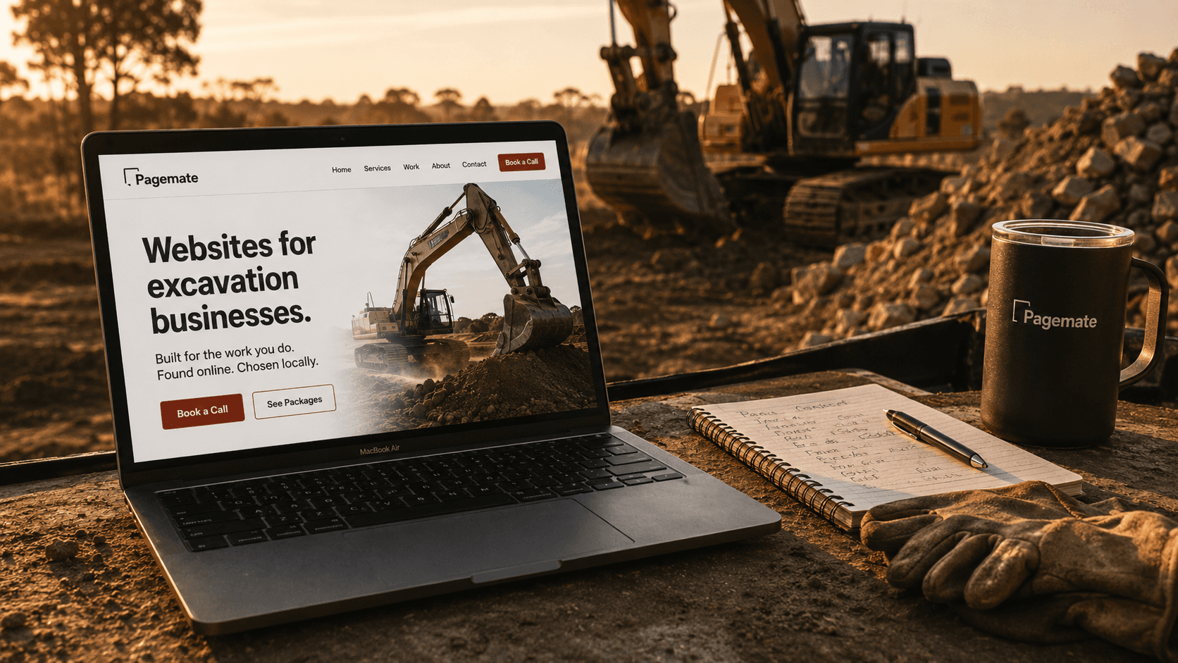 A Pagemate website shown on a laptop at a regional worksite