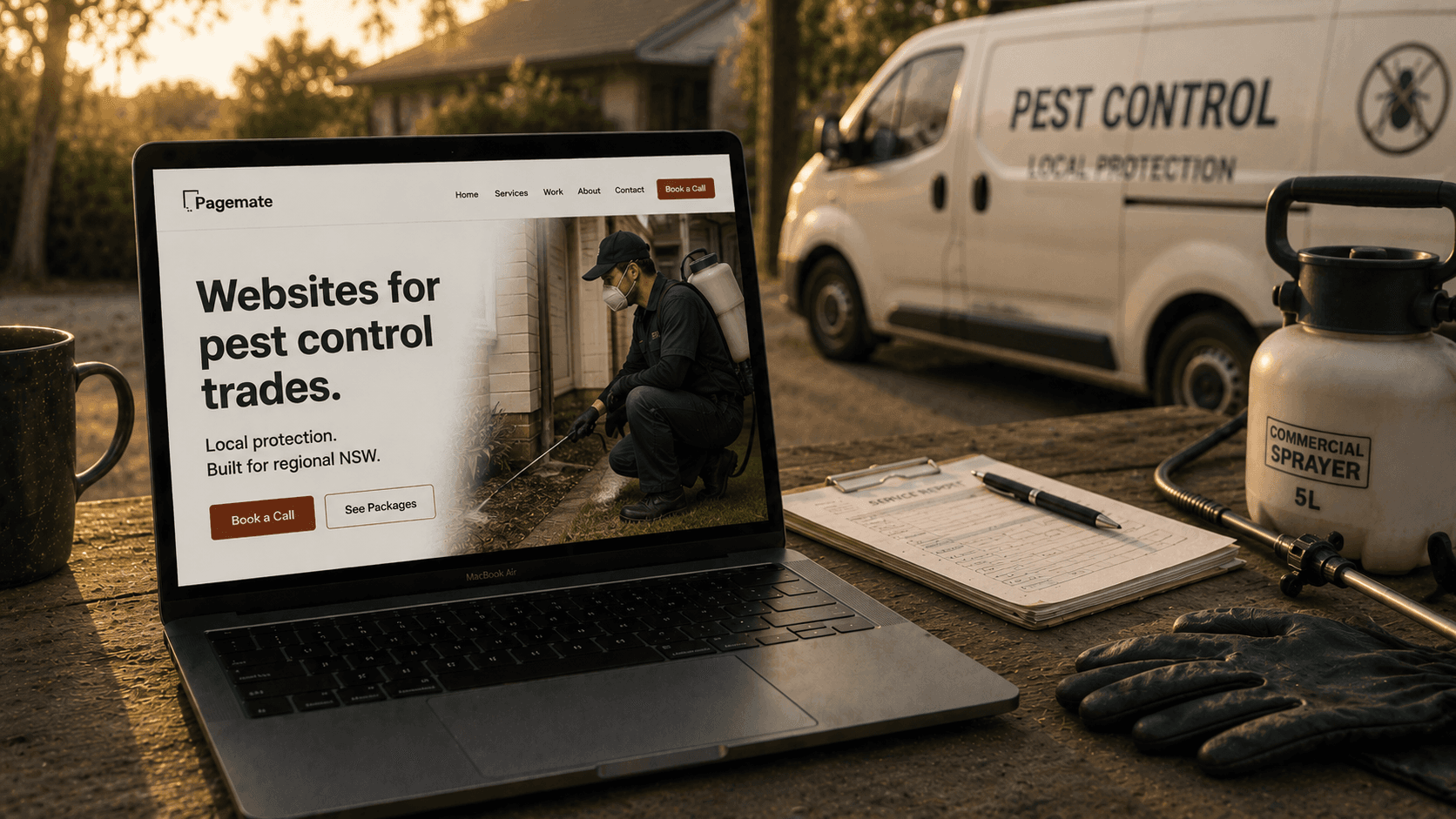 A Pagemate website shown on a laptop at a regional worksite